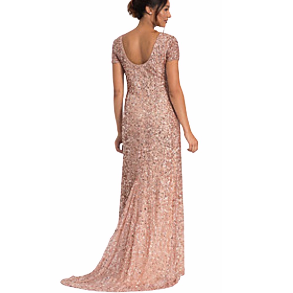 Adrianna Papell x BHLDN Lucent 0 / XS Pink Allover Sequins Maxi Gown